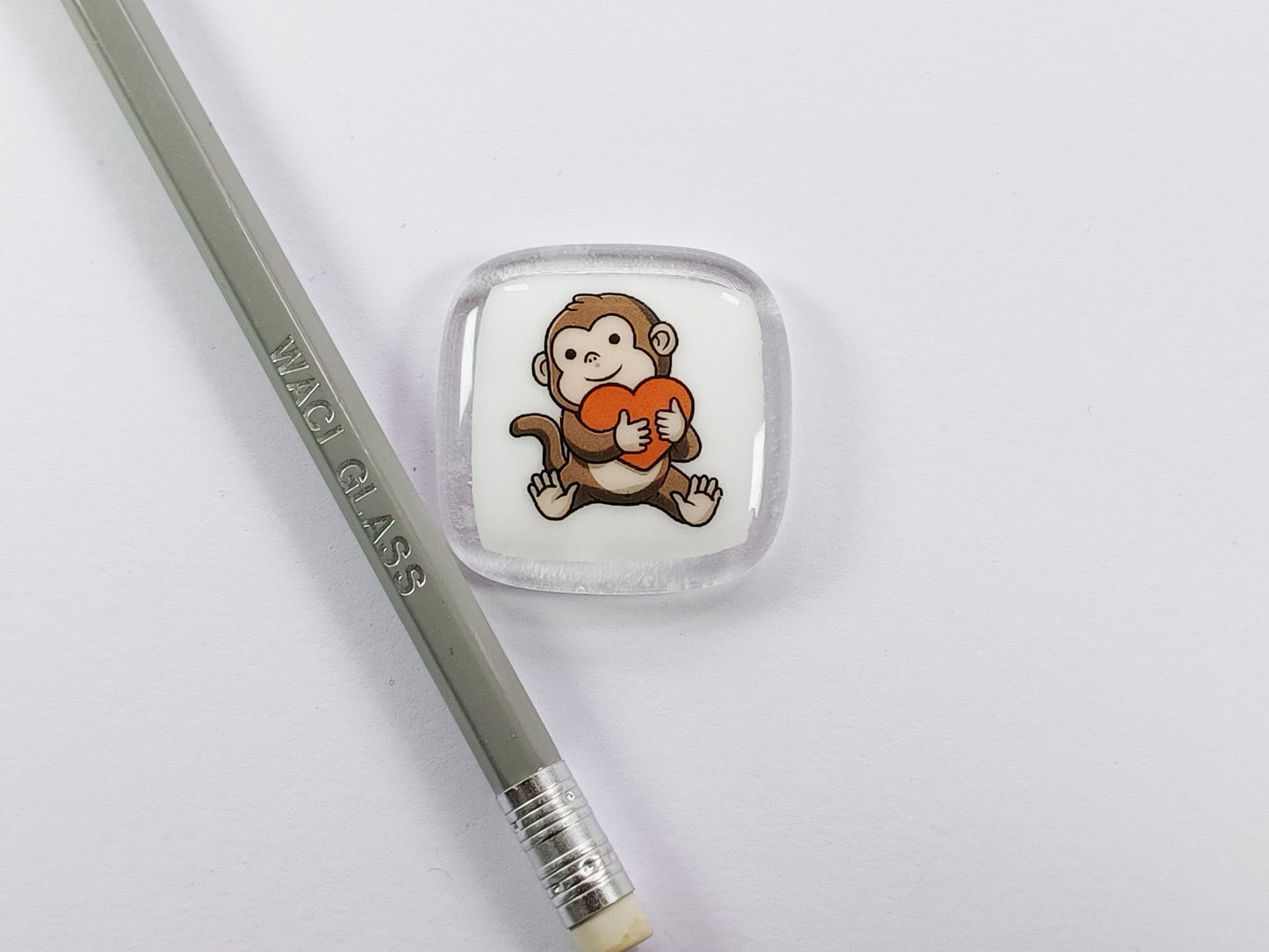 Monkey Hug Fused Glass pocket hug, love you, thinking of you, miss you, you are amazing, gift for her, friendship gift, sympathy, Monkey