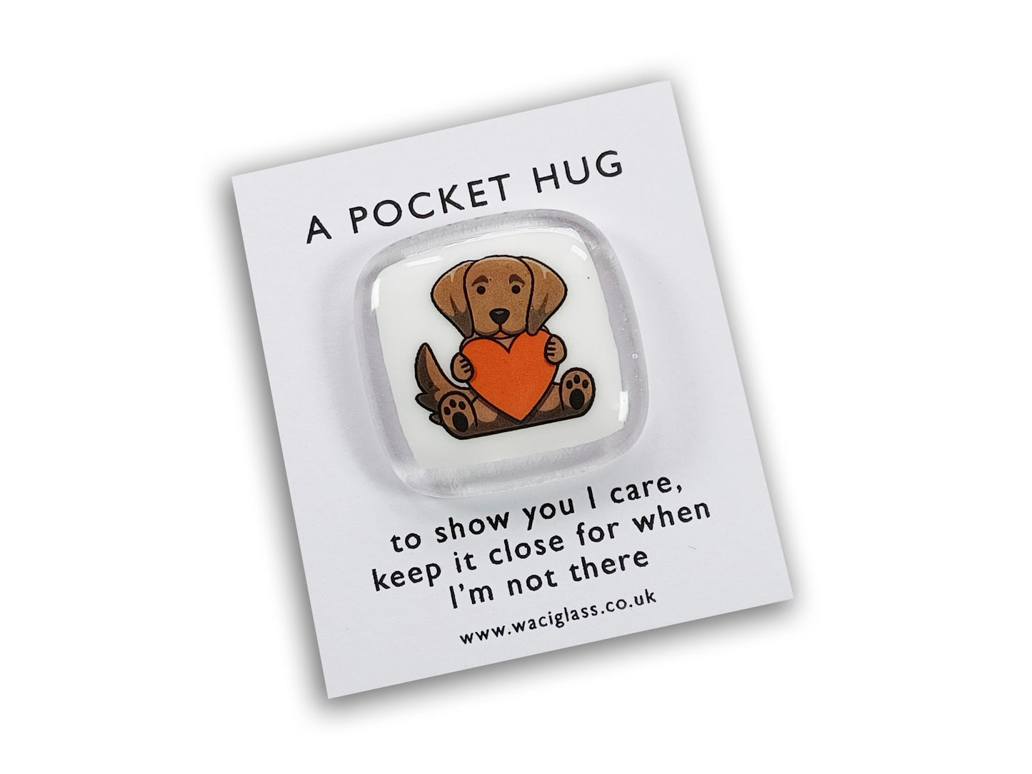 Dog pocket hug, fused glass, love you, thinking of you, miss you, you are amazing, gift for her, friendship gift, dog, puppy, Pocket Hug