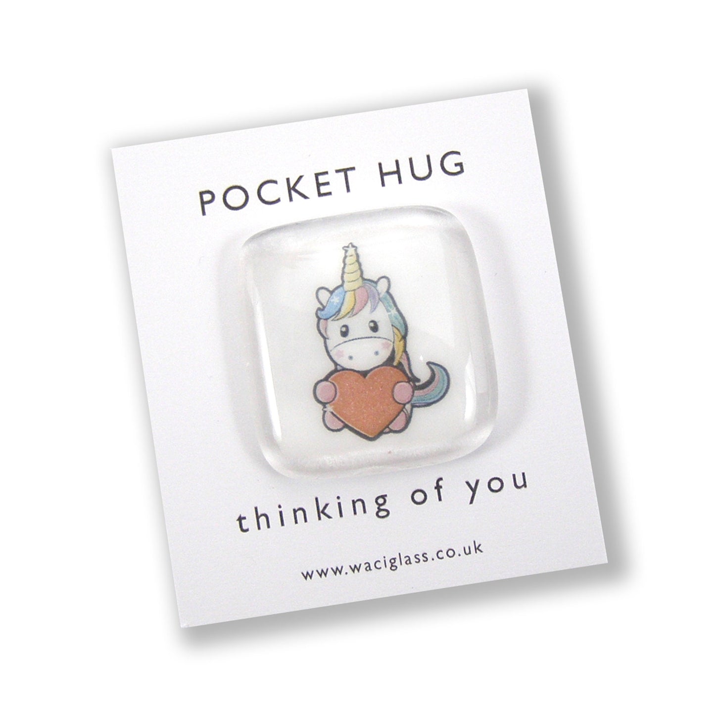 Unicorn Pocket Hug Fused Glass, hugs, love you, thinking of you, miss you, you are amazing, NHS, key worker, friendship gift, pocket pebble