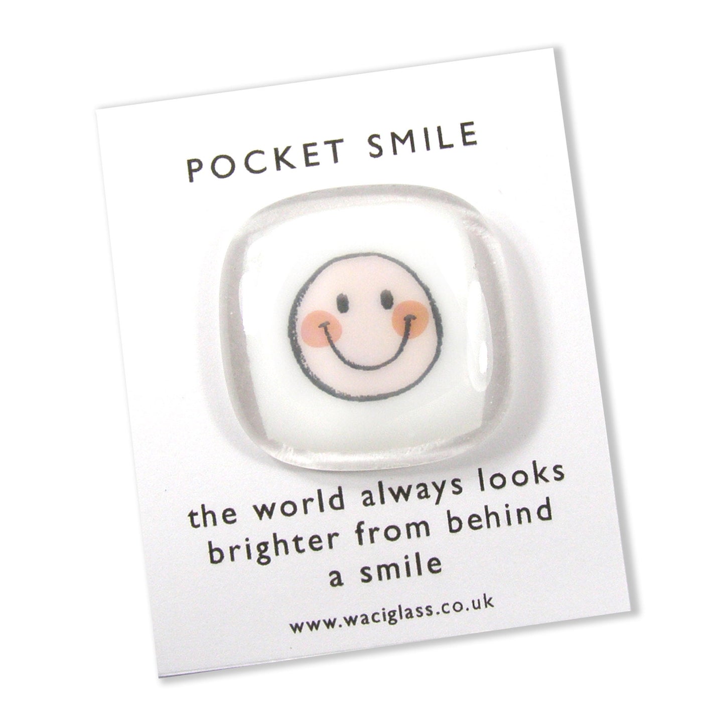 Pocket Smile Fused Glass, Pink smile face, NHS, key worker, friendship gift, Keepsake, lockdown, social distancing, isolation gift, token