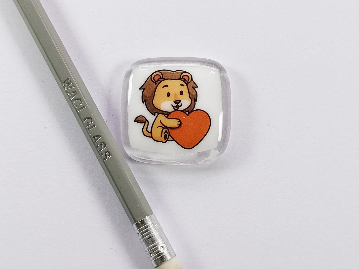 Lion Hug Fused Glass pocket hug, love you, thinking of you, miss you, you are amazing, gift for her, friendship gift, sympathy, Pocket Hug