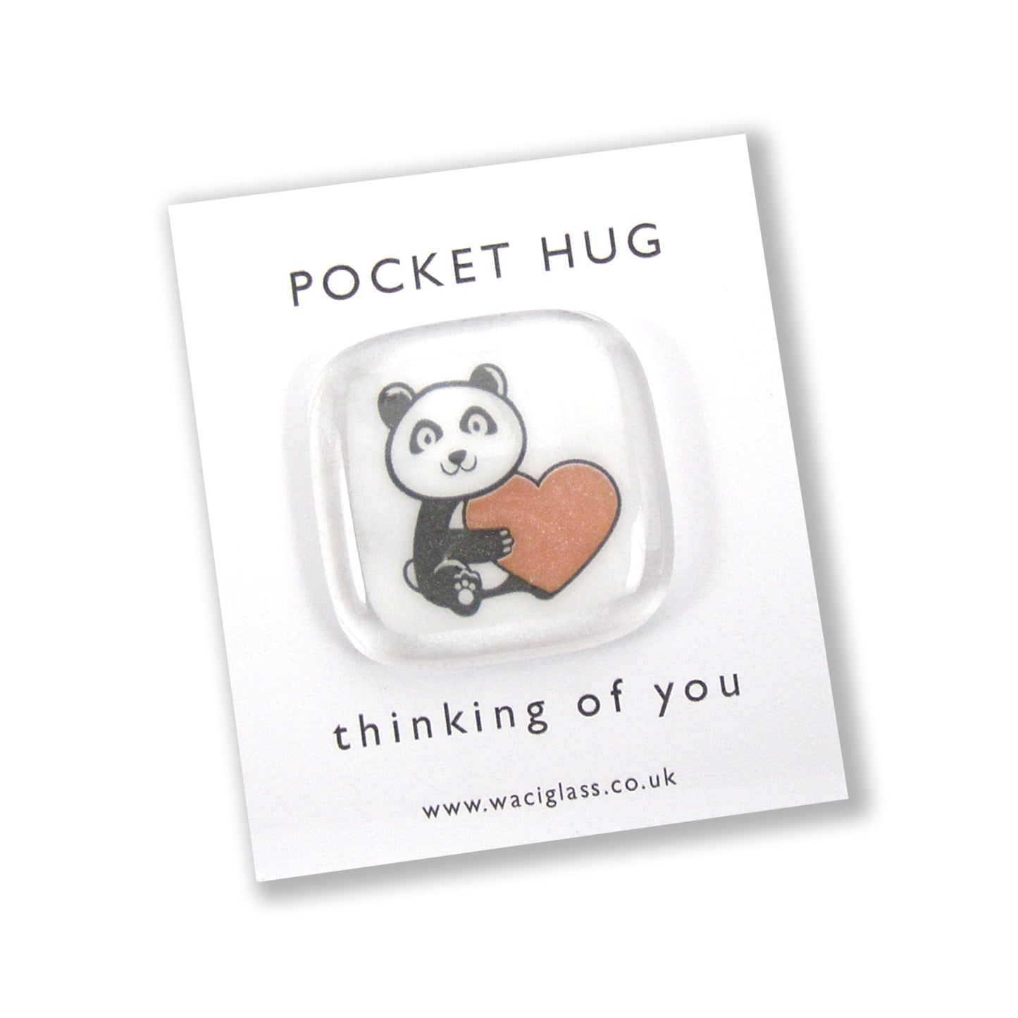 Panda Pocket Hug Fused Glass, hugs, love you, thinking of you, miss you, you are amazing, NHS, key worker, friendship gift, pocket pebble