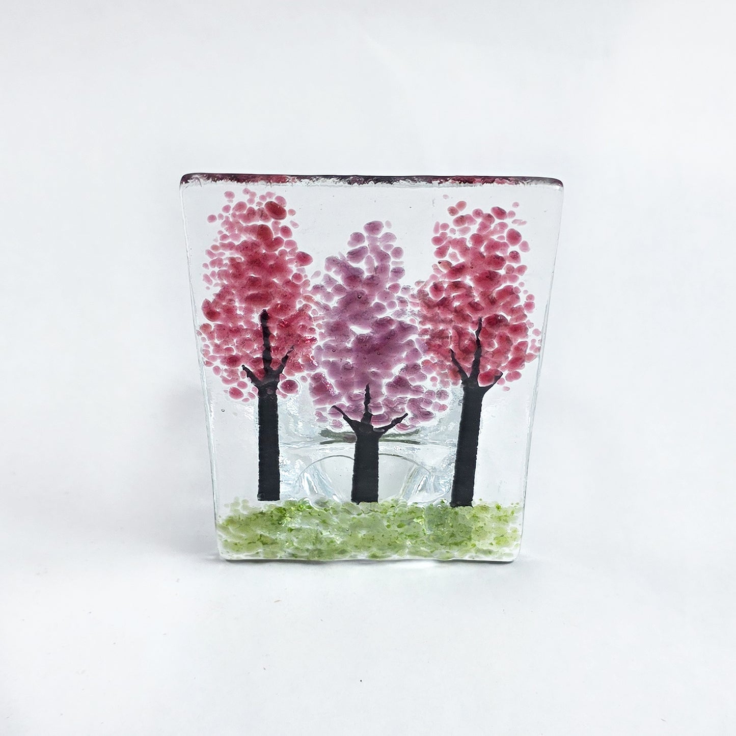 Fused Glass Pink Blossom Tree Tealight Holder | Handmade Glass Candle Holder - Cherry Blossom Home Decor, Spring Gift, Unique Glass Art