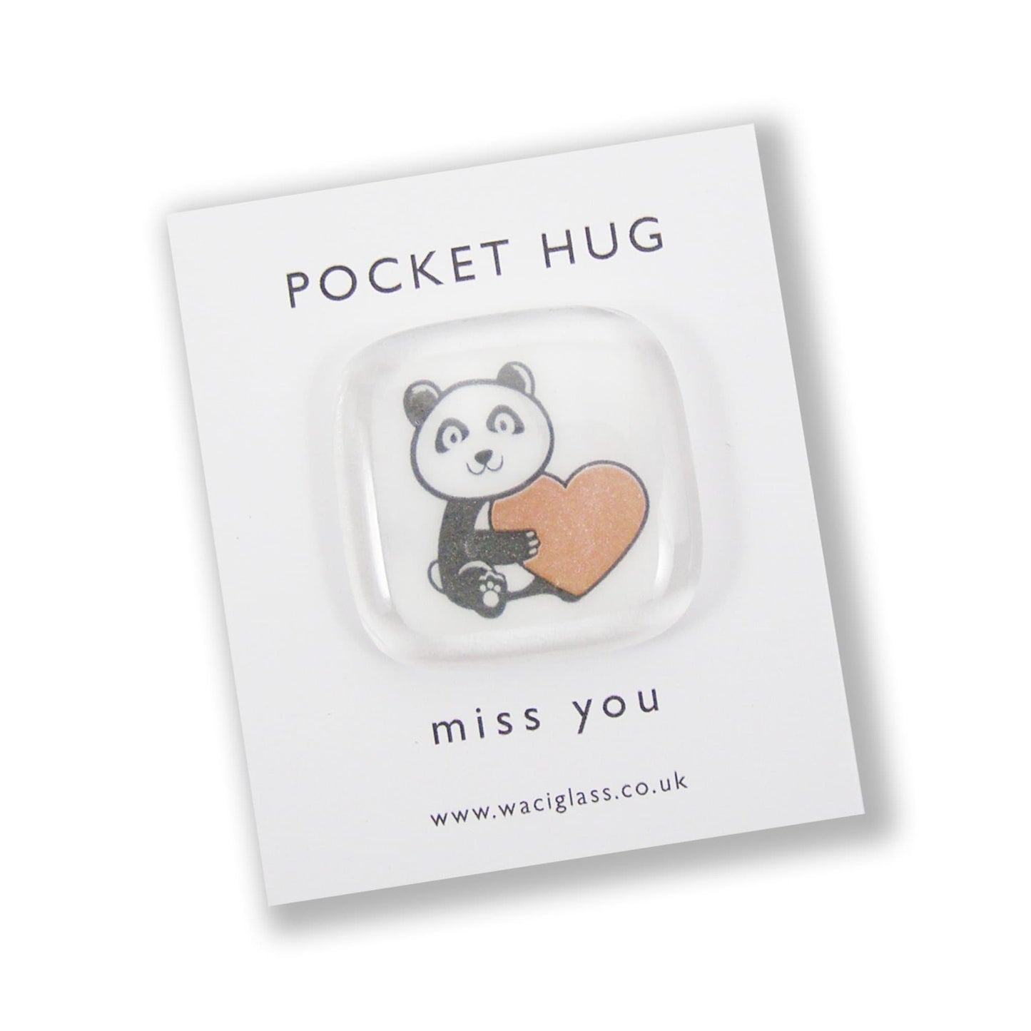 Panda Pocket Hug Fused Glass, hugs, love you, thinking of you, miss you, you are amazing, NHS, key worker, friendship gift, pocket pebble
