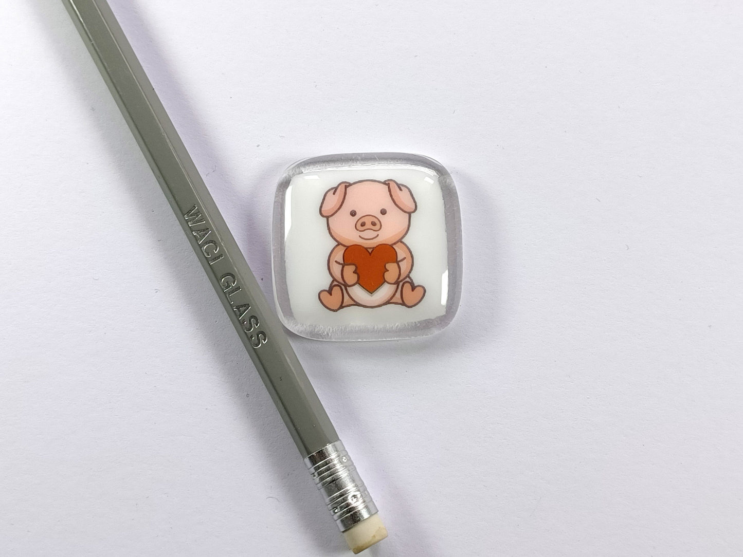 Pocket Pig Hug Fused Glass, love you, thinking of you, miss you, you are amazing, gift for her, friendship gift, sympathy, Pocket Hug, Pig