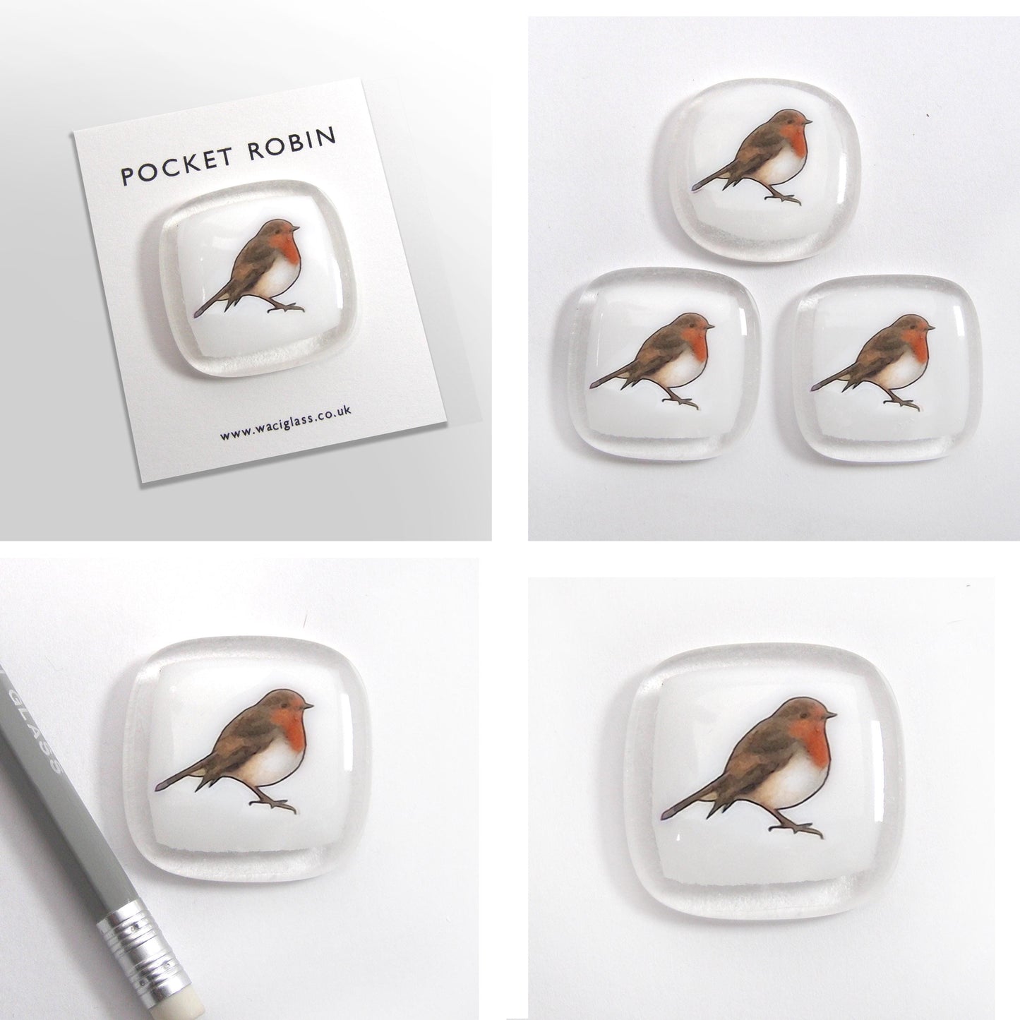 Pocket Robin Fused Glass, friendship gift, Keepsake, gift, remembrance gift, Robins appear when loved ones are near, Robin, bereavement