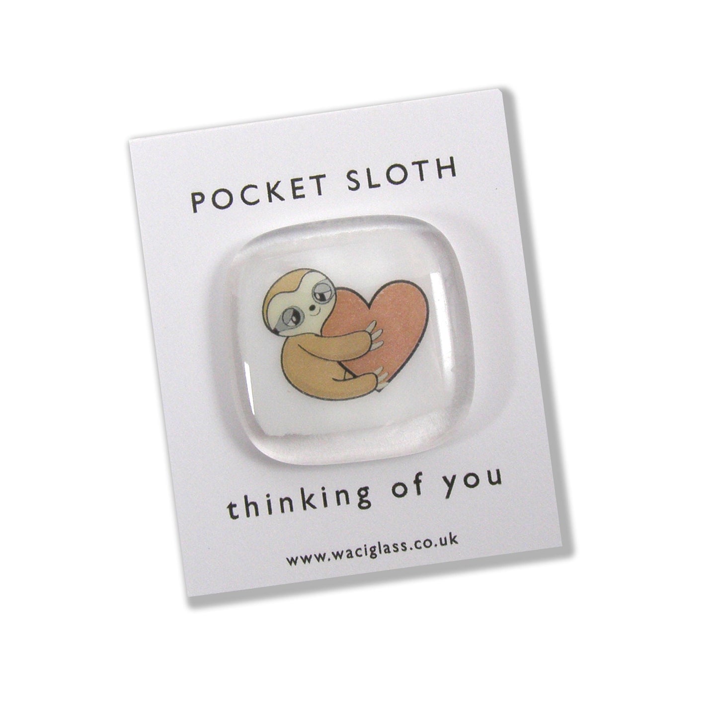 Sloth pocket hug fused glass token, love you, thinking of you, miss you, hugs, you are amazing, pocket hug, sloth gift, friends gift, heart