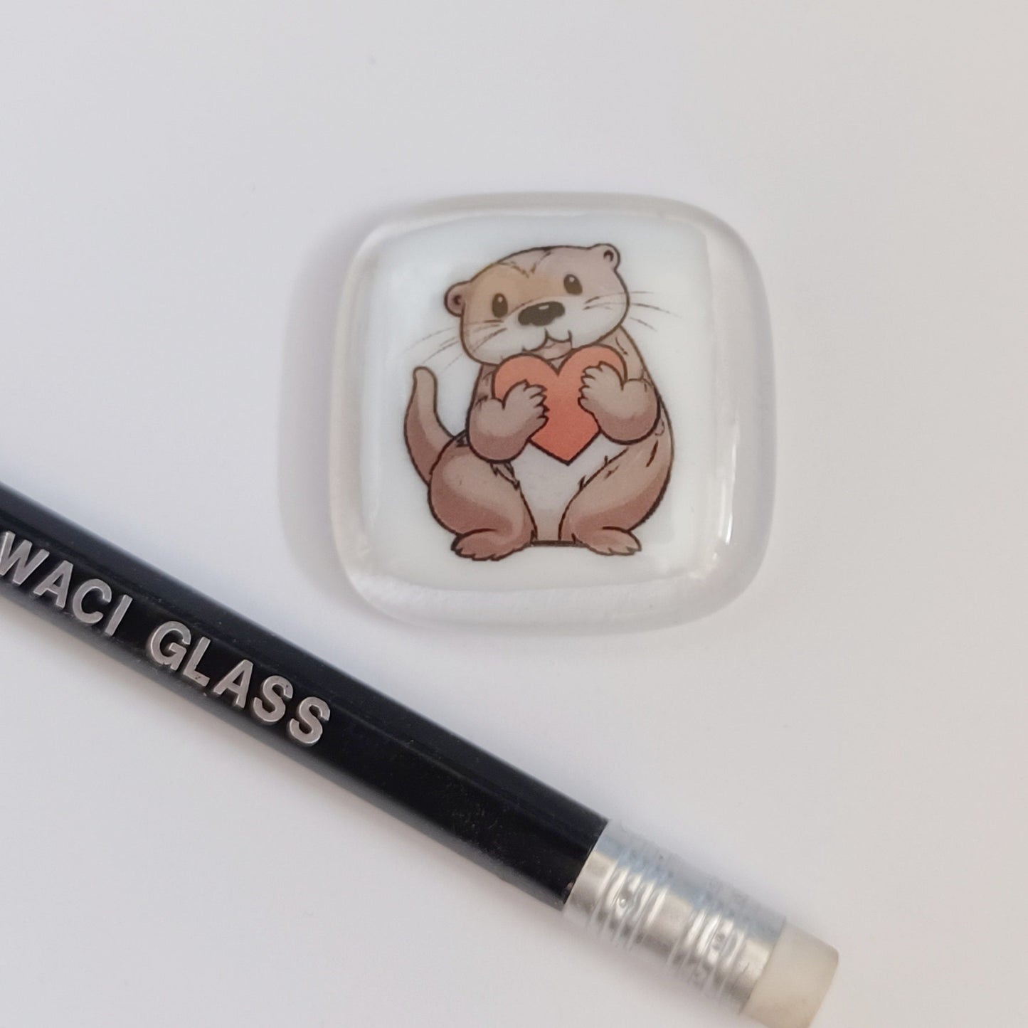 Pocket Otter Hug Fused Glass, pocket hug, love you, thinking of you, miss you, you are amazing, gift for her, friendship gift, otter gift