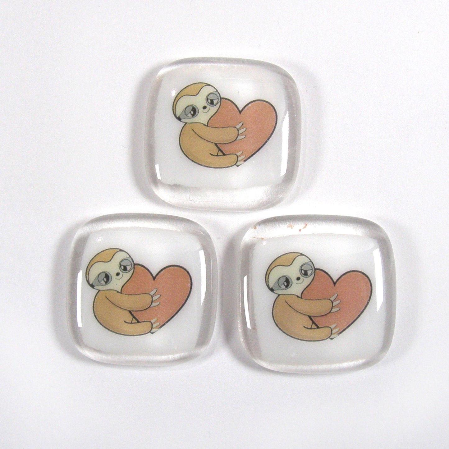 Sloth pocket hug fused glass token, love you, thinking of you, miss you, hugs, you are amazing, pocket hug, sloth gift, friends gift, heart