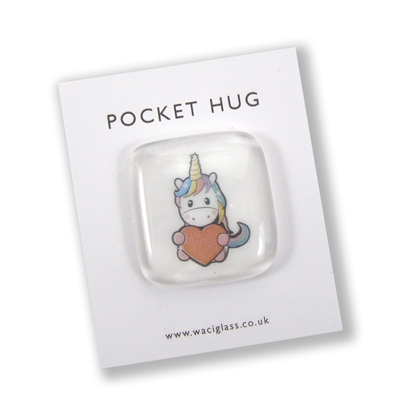 Unicorn Pocket Hug Fused Glass, hugs, love you, thinking of you, miss you, you are amazing, NHS, key worker, friendship gift, pocket pebble