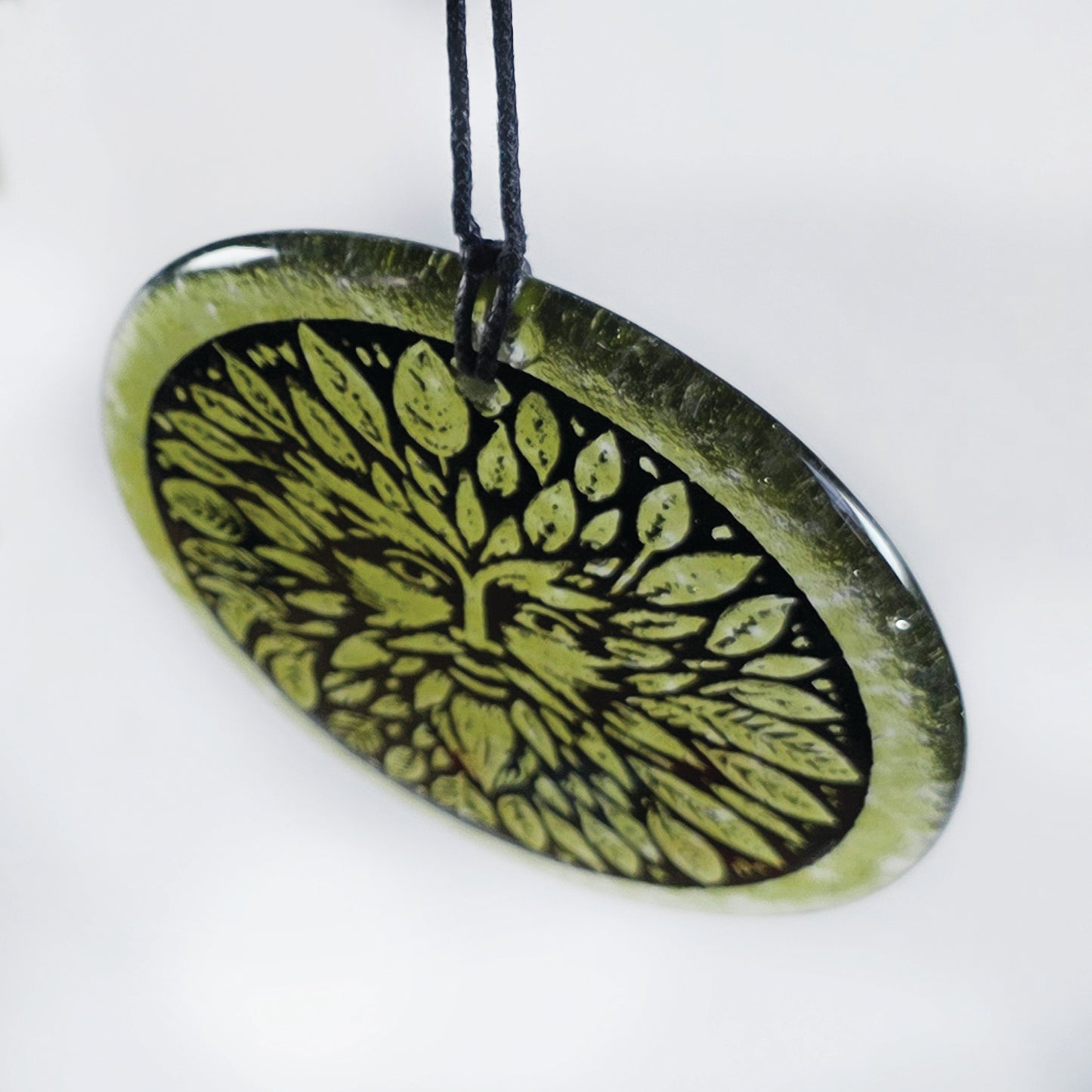 Green man Sun catcher fused glass, Kiln Fired, Gift, glass gift, fused glass hanger, glass gift, Green man, symbol of rebirth, forest spirit