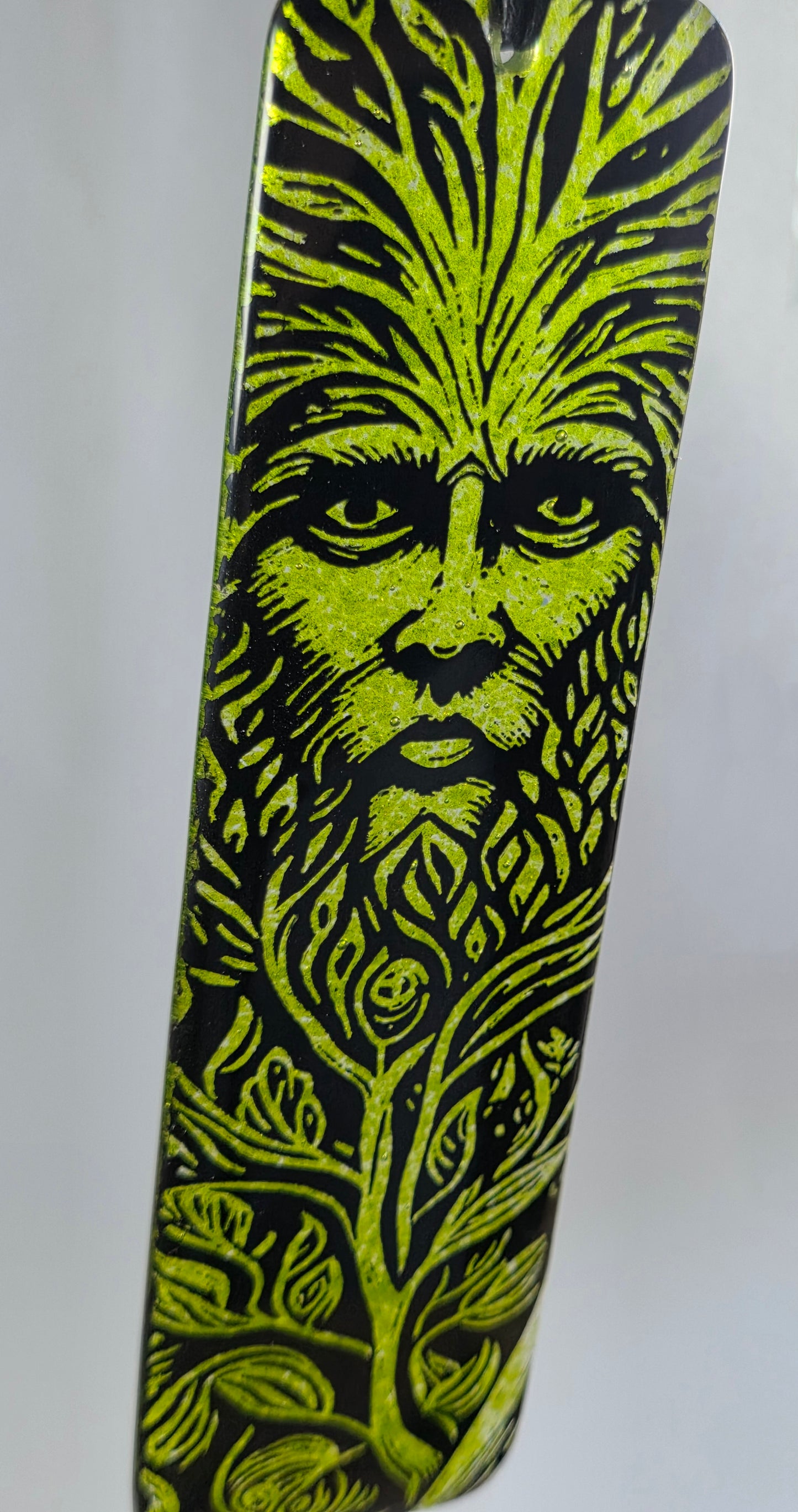 Green Man Fused Glass Hanger Sun Catcher, Glass Hanger Handmade, Pagan, Nature Spirit, Mythical Woodland Guardian, fused glass gift,
