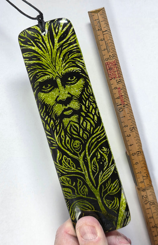Green Man Fused Glass Hanger Sun Catcher, Glass Hanger Handmade, Pagan, Nature Spirit, Mythical Woodland Guardian, fused glass gift,