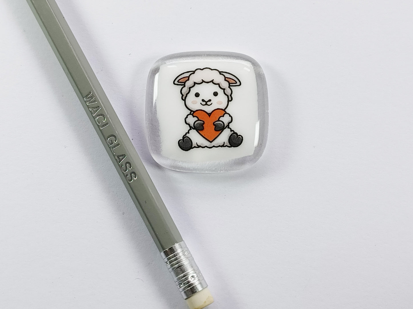 Sheep Hug Fused Glass pocket hug, love you, thinking of you, miss you, you are amazing, gift for her, friendship gift, Lamb, Pocket Hug