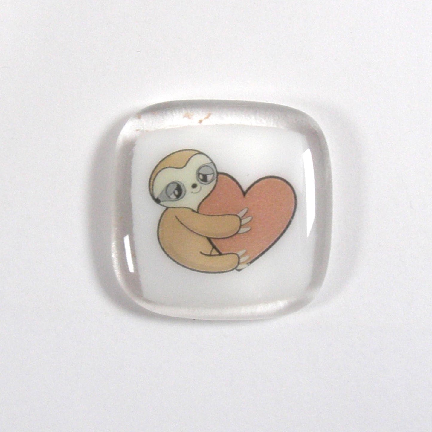 Sloth pocket hug fused glass token, love you, thinking of you, miss you, hugs, you are amazing, pocket hug, sloth gift, friends gift, heart