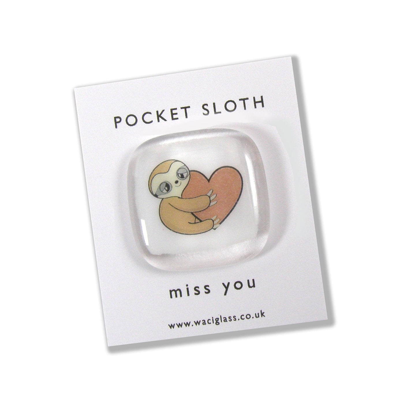 Sloth pocket hug fused glass token, love you, thinking of you, miss you, hugs, you are amazing, pocket hug, sloth gift, friends gift, heart