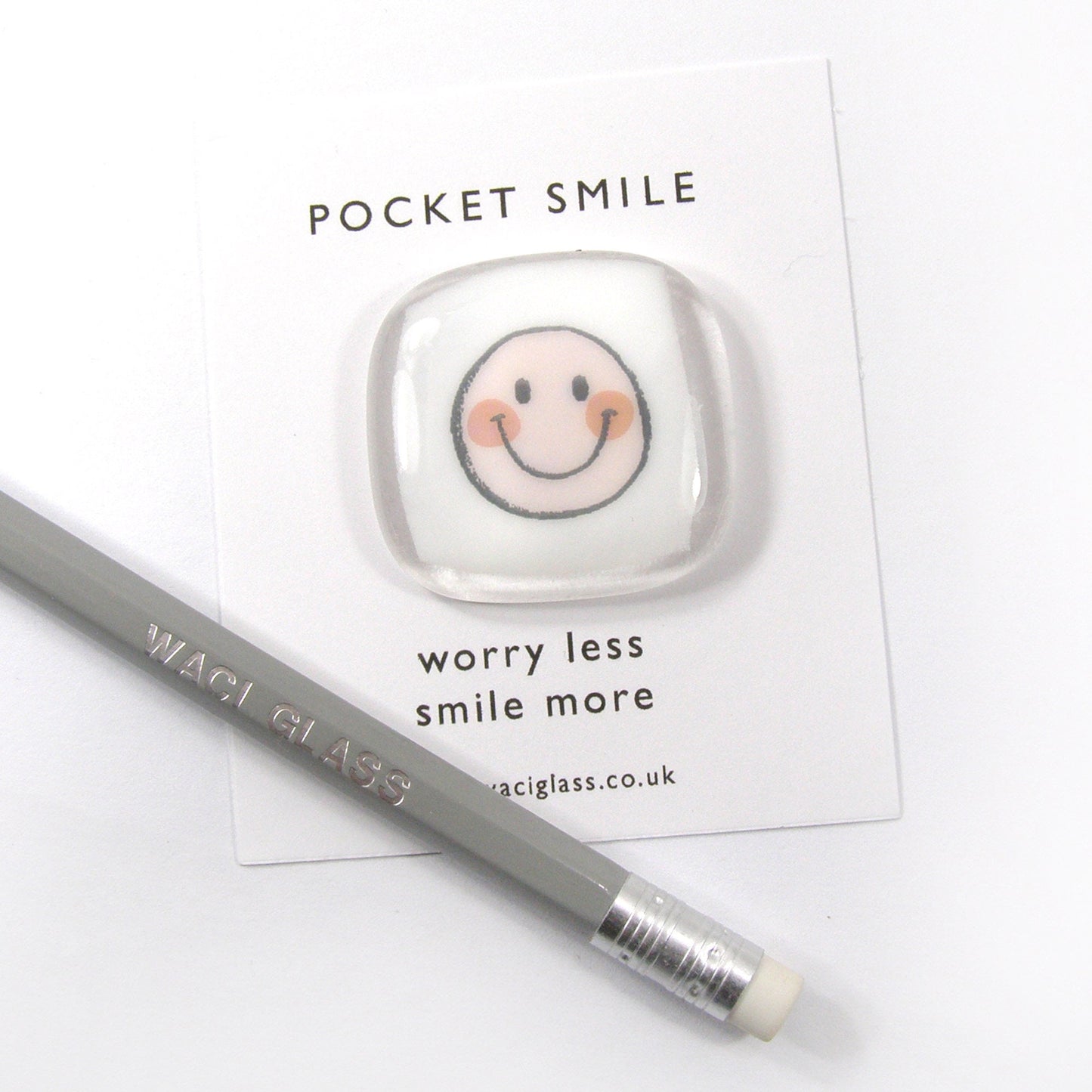 Pocket Smile Fused Glass, Pink smile face, NHS, key worker, friendship gift, Keepsake, lockdown, social distancing, isolation gift, token