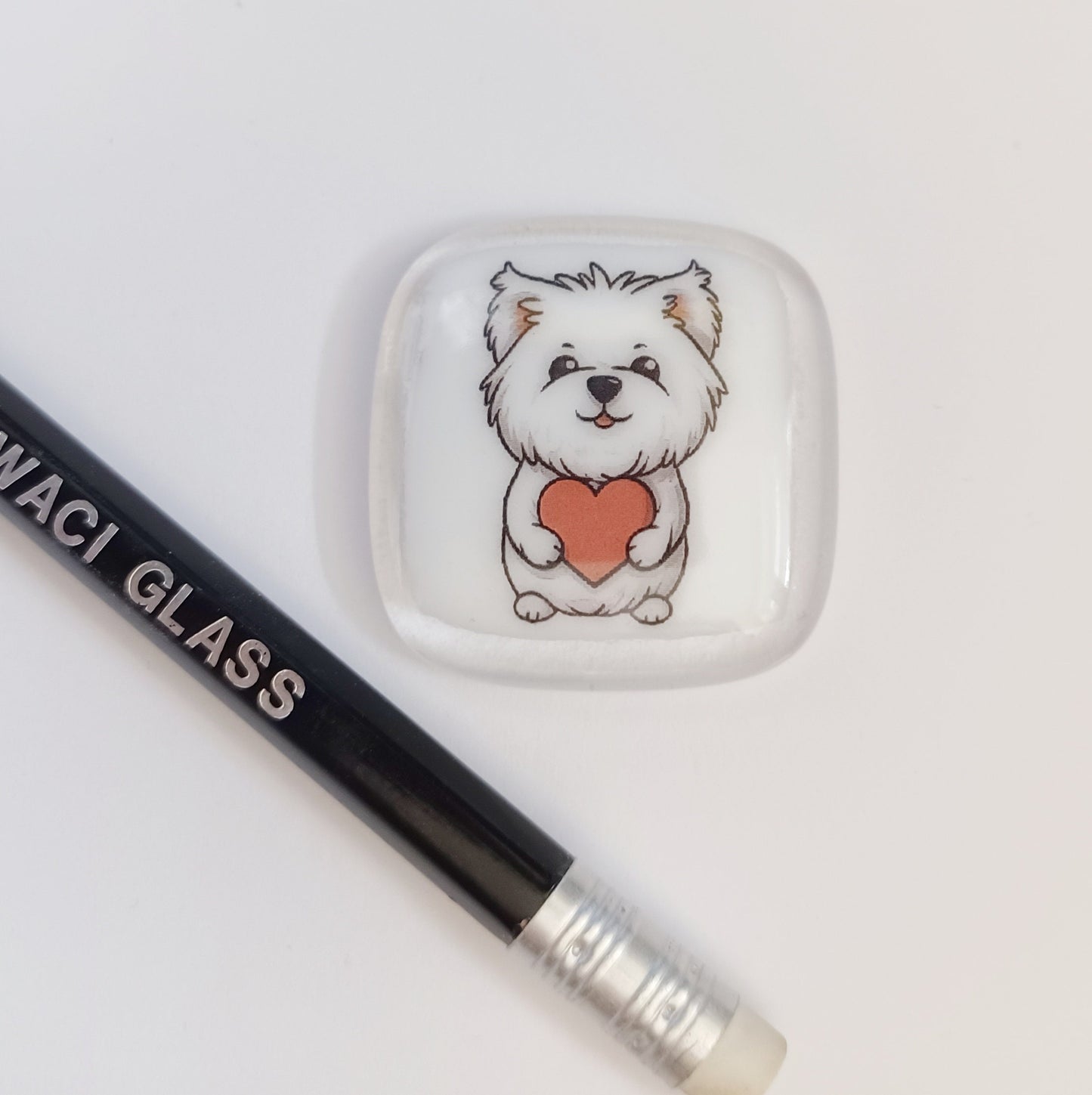 West Highland White Terrier Pocket Hug Fused Glass, pocket hug, love you, thinking of you, miss you, you are amazing, gifts her, friend gift