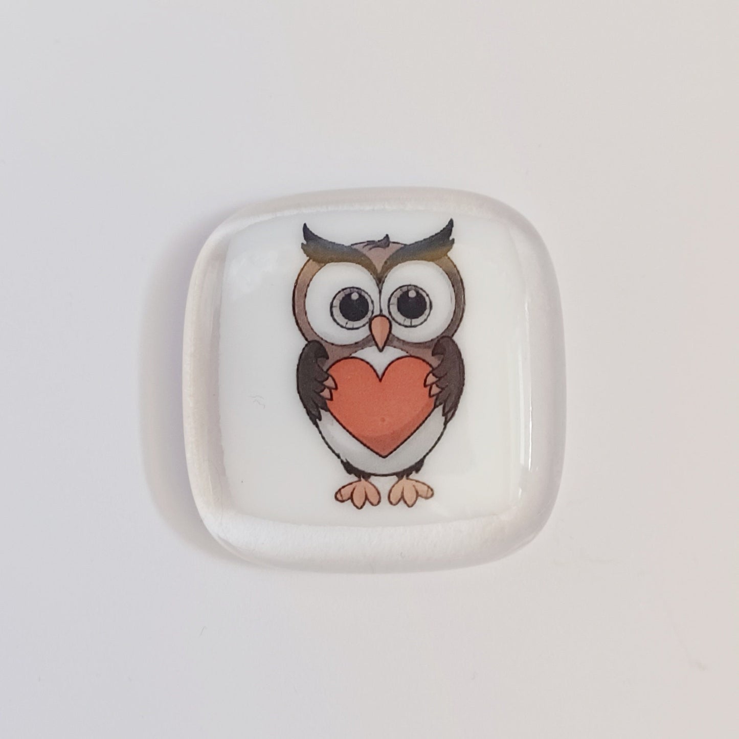 Pocket Owl Hug Fused Glass, pocket hug, love you, thinking of you, miss you, you are amazing, gift for her, friendship gift, owl gift