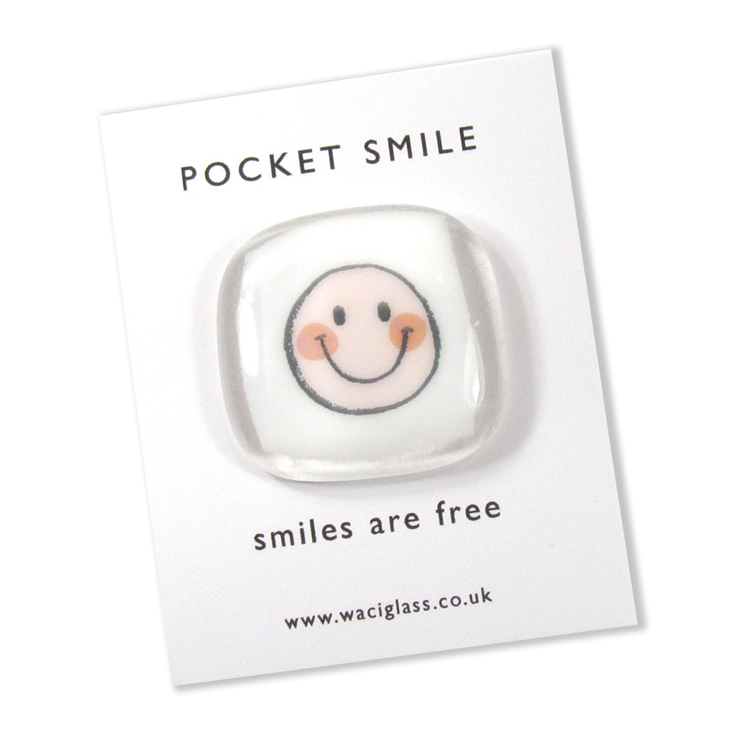 Pocket Smile Fused Glass, Pink smile face, NHS, key worker, friendship gift, Keepsake, lockdown, social distancing, isolation gift, token