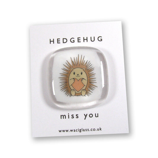 Hedgehog Fused Glass token, Hedgehug, hugs, love you, thinking of you, miss you, you are amazing, pocket hug, hedgehog gift, friendship gift