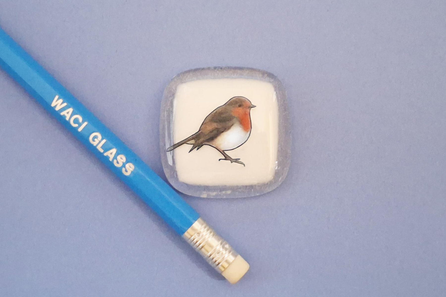Pocket Robin Fused Glass, friendship gift, Keepsake, gift, remembrance gift, Robins appear when loved ones are near, Robin, bereavement