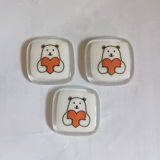 Pocket Hug Fused Glass Polar Bear, hugging heart, Keepsake, bear hug, key worker, friendship gift, NHS gift, Polar Bear, pocket token, hugs