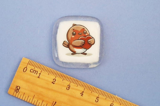 Cute Robin Pocket Hug Fused Glass, friendship gift, Keepsake, remembrance gift, Robins appear when loved ones are near, Robin, bereavement