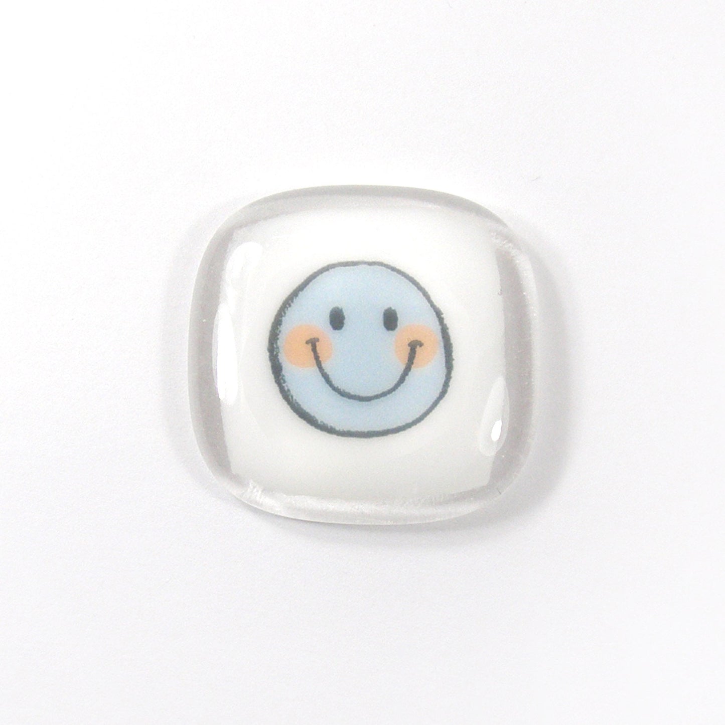 Pocket Smile Fused Glass, Blue smile face, NHS, key worker, friendship gift, Keepsake, lockdown, social distancing, isolation gift