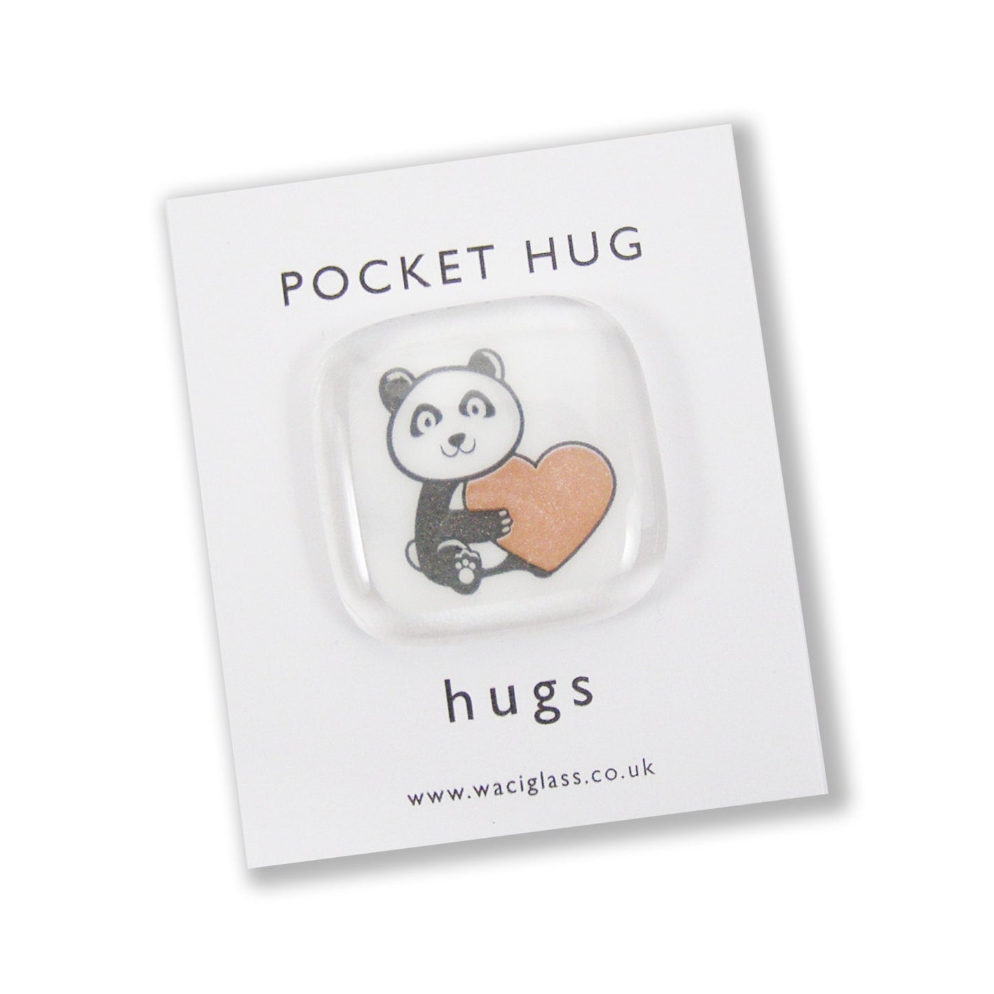 Panda Pocket Hug Fused Glass, hugs, love you, thinking of you, miss you, you are amazing, NHS, key worker, friendship gift, pocket pebble