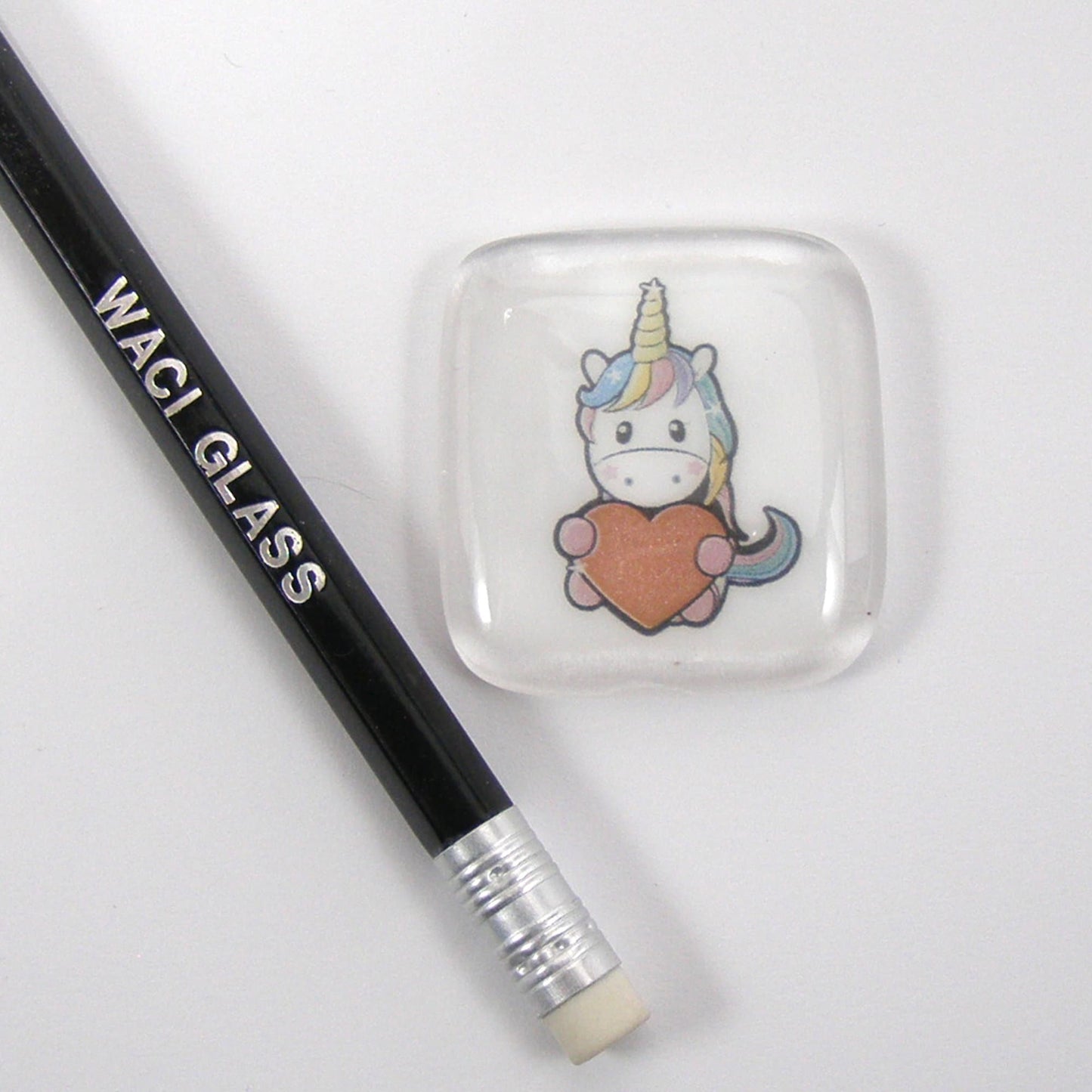 Unicorn Pocket Hug Fused Glass, hugs, love you, thinking of you, miss you, you are amazing, NHS, key worker, friendship gift, pocket pebble