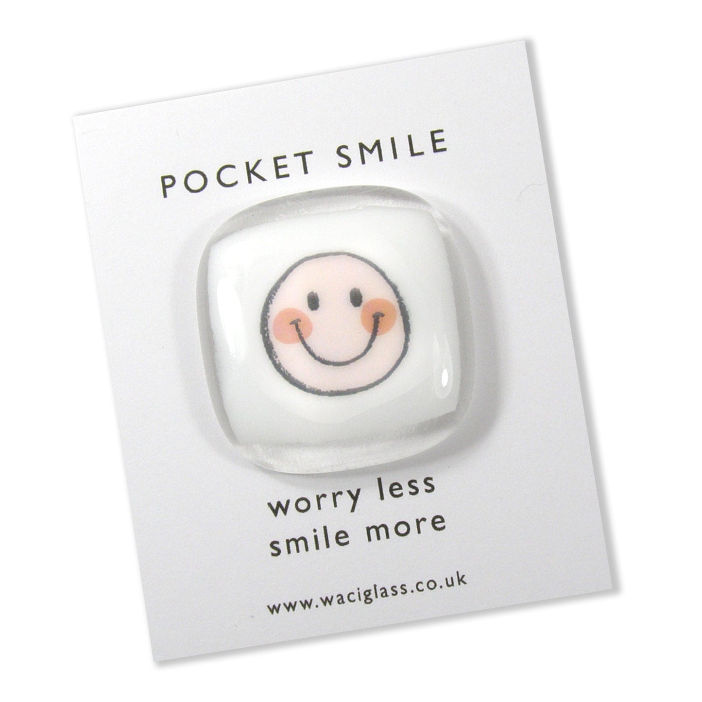 Pocket Smile Fused Glass, Pink smile face, NHS, key worker, friendship gift, Keepsake, lockdown, social distancing, isolation gift, token