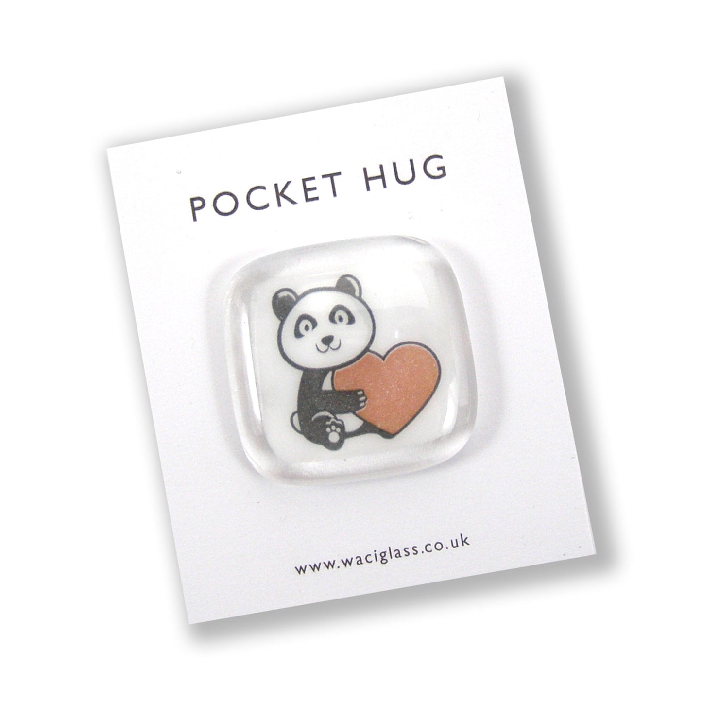 Panda Pocket Hug Fused Glass, hugs, love you, thinking of you, miss you, you are amazing, NHS, key worker, friendship gift, pocket pebble