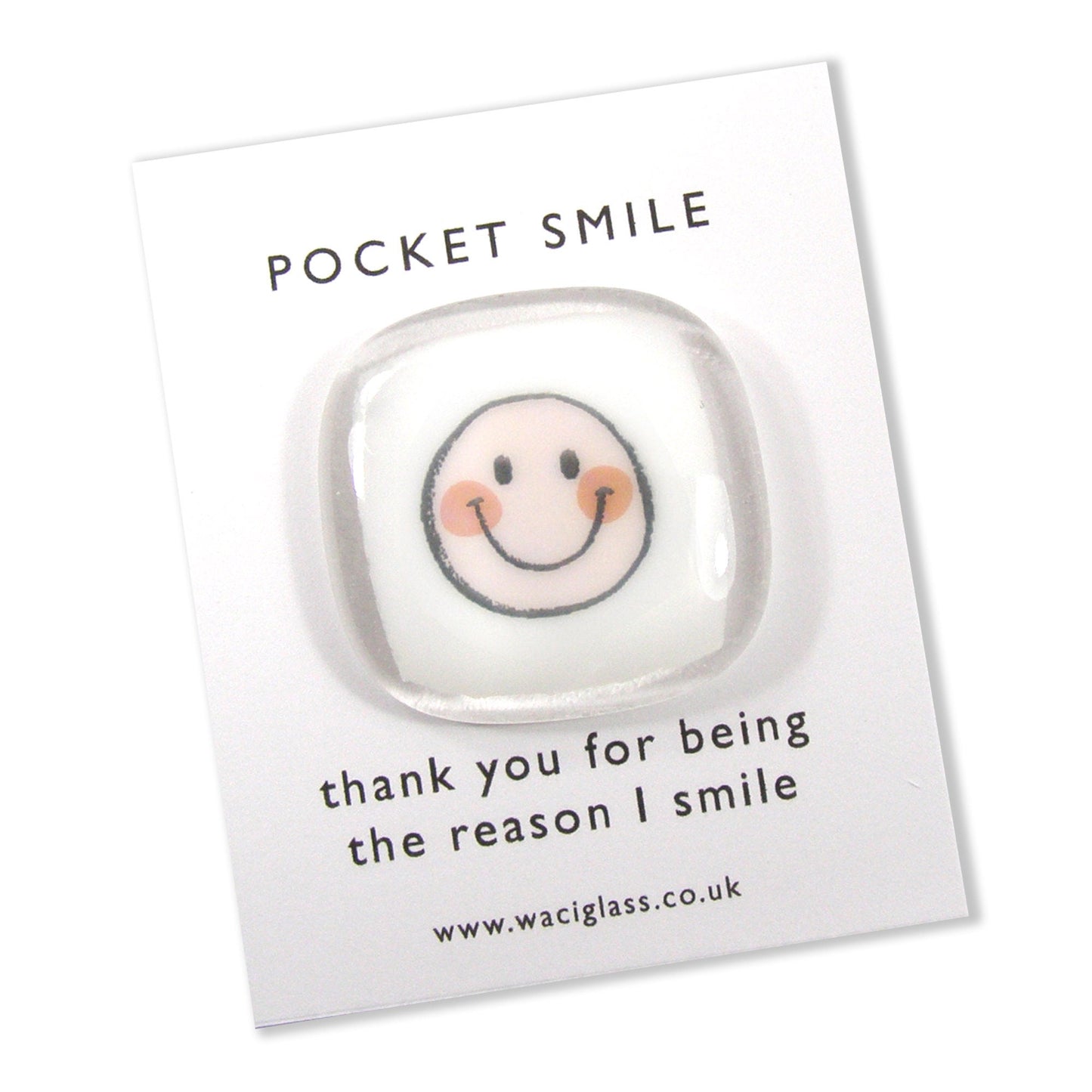Pocket Smile Fused Glass, Pink smile face, NHS, key worker, friendship gift, Keepsake, lockdown, social distancing, isolation gift, token