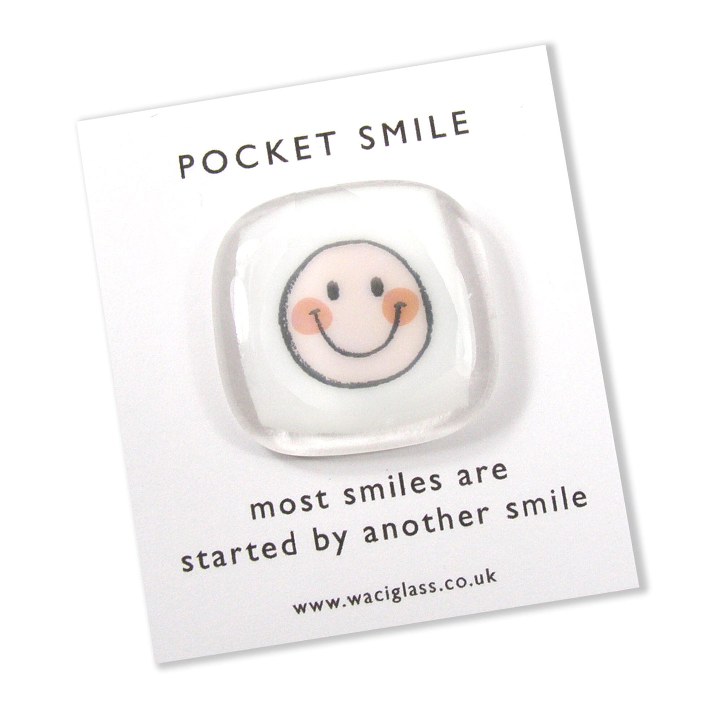 Pocket Smile Fused Glass, Pink smile face, NHS, key worker, friendship gift, Keepsake, lockdown, social distancing, isolation gift, token