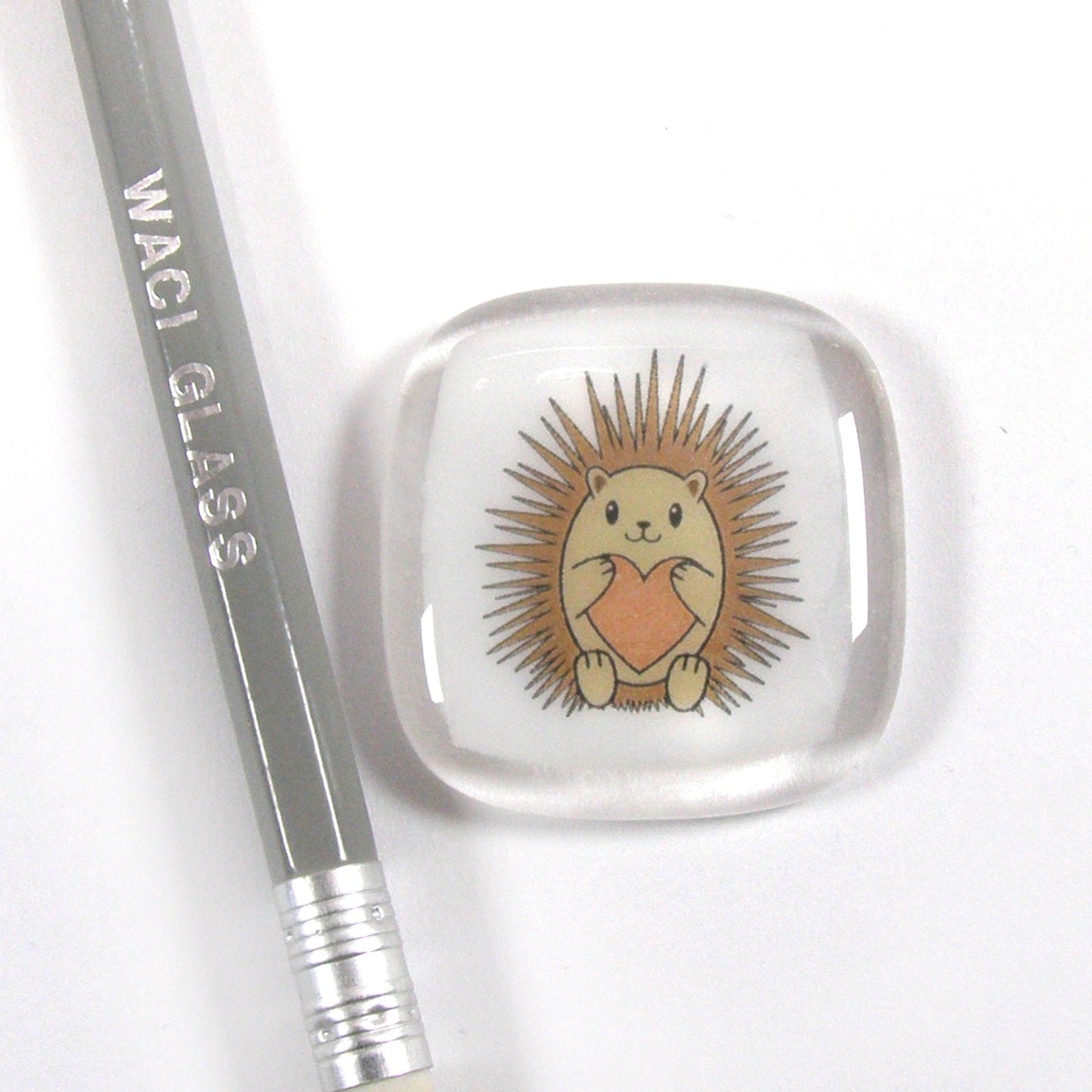 Hedgehog Fused Glass token, Hedgehug, hugs, love you, thinking of you, miss you, you are amazing, pocket hug, hedgehog gift, friendship gift