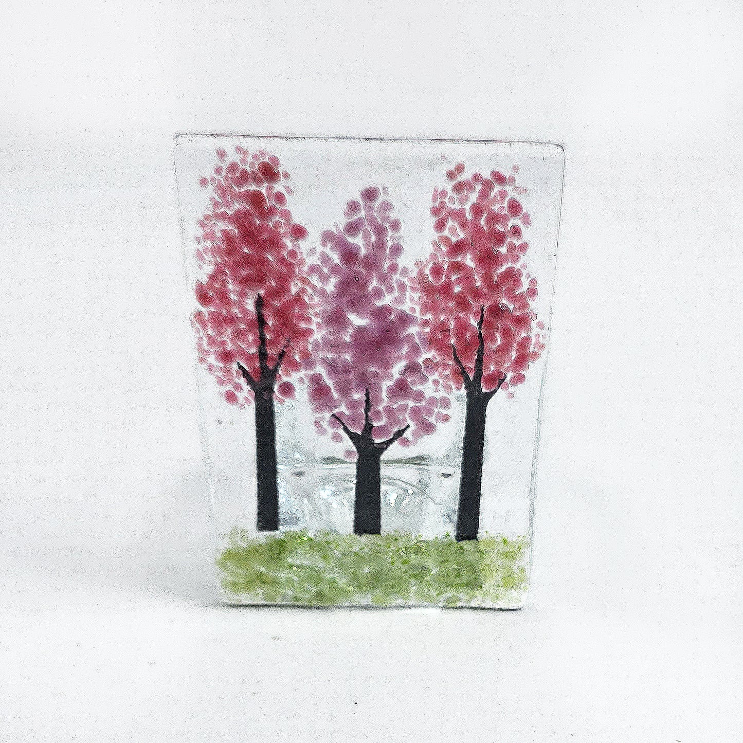 Fused Glass Pink Blossom Tree Tealight Holder | Handmade Glass Candle Holder - Cherry Blossom Home Decor, Spring Gift, Unique Glass Art