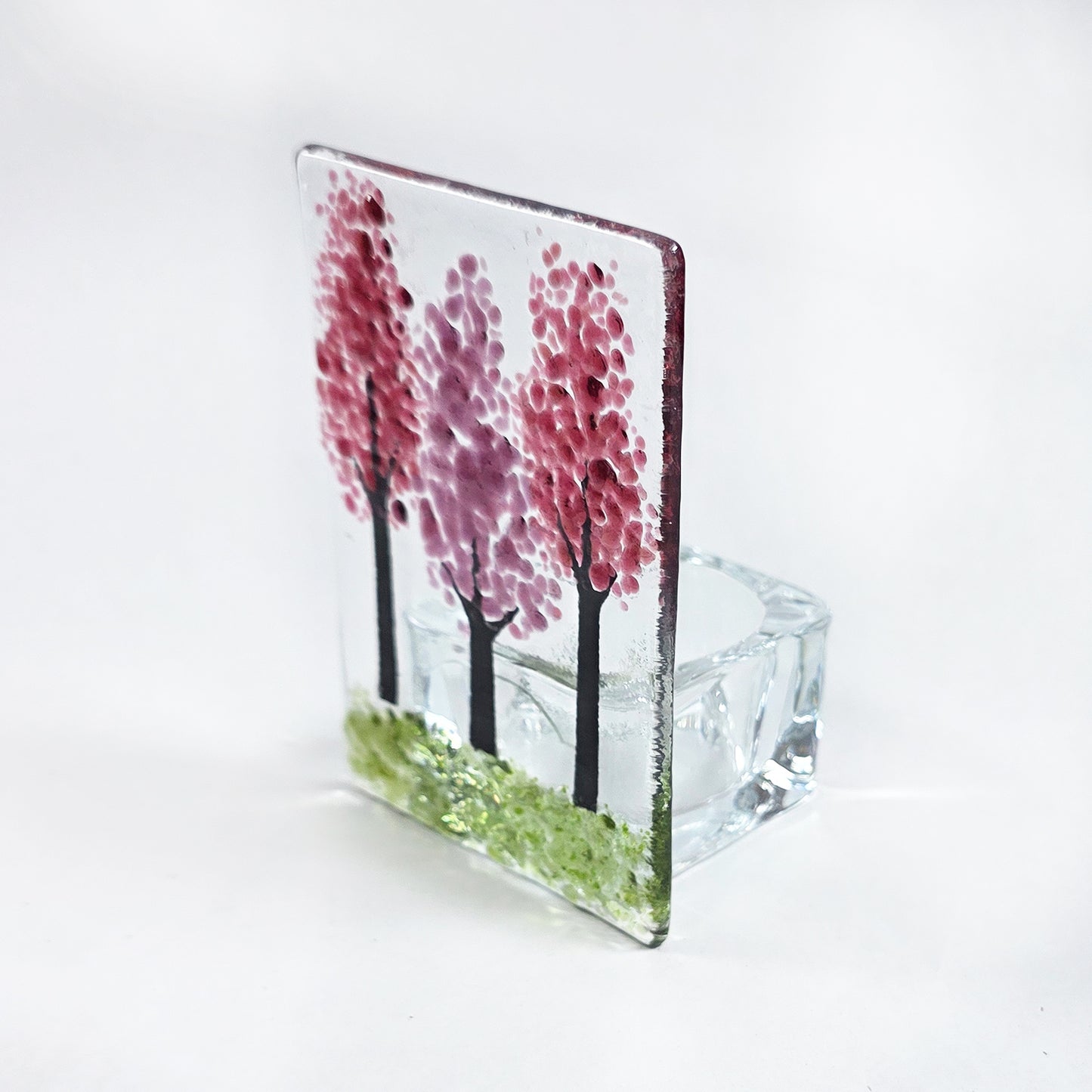 Fused Glass Pink Blossom Tree Tealight Holder | Handmade Glass Candle Holder - Cherry Blossom Home Decor, Spring Gift, Unique Glass Art