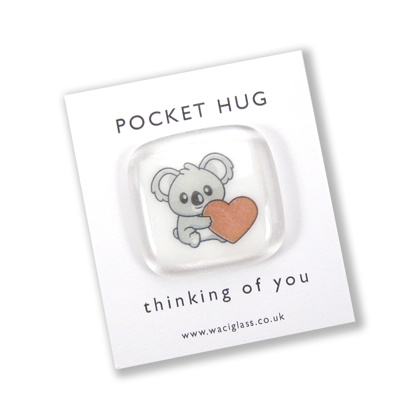 Koala Pocket Hug Fused Glass, hugs, love you, thinking of you, miss you, you are amazing, NHS, key worker, friendship gift, pocket pebble