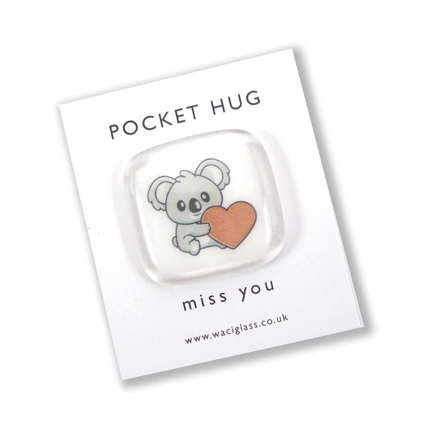 Koala Pocket Hug Fused Glass, hugs, love you, thinking of you, miss you, you are amazing, NHS, key worker, friendship gift, pocket pebble