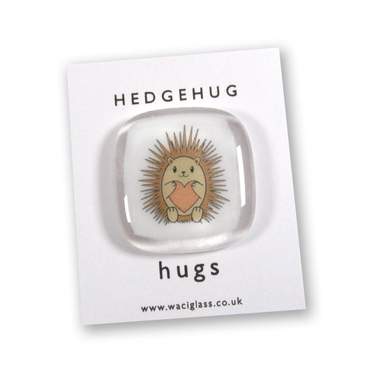 Hedgehog Fused Glass token, Hedgehug, hugs, love you, thinking of you, miss you, you are amazing, pocket hug, hedgehog gift, friendship gift