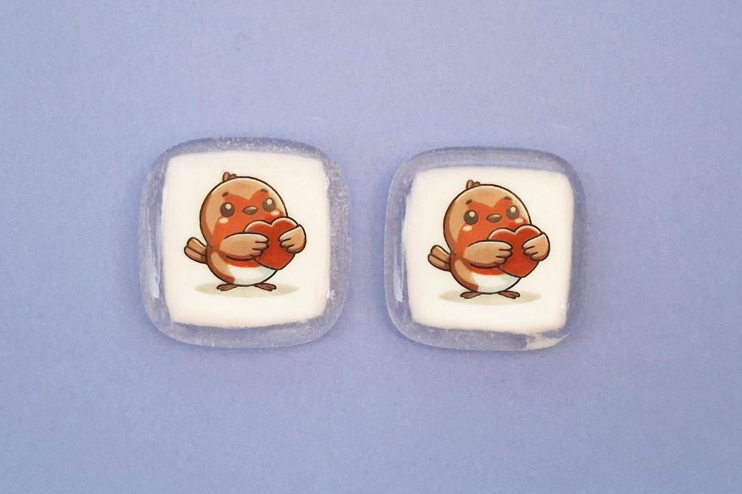 Cute Robin Pocket Hug Fused Glass, friendship gift, Keepsake, remembrance gift, Robins appear when loved ones are near, Robin, bereavement