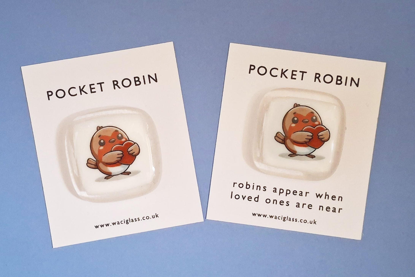 Cute Robin Pocket Hug Fused Glass, friendship gift, Keepsake, remembrance gift, Robins appear when loved ones are near, Robin, bereavement