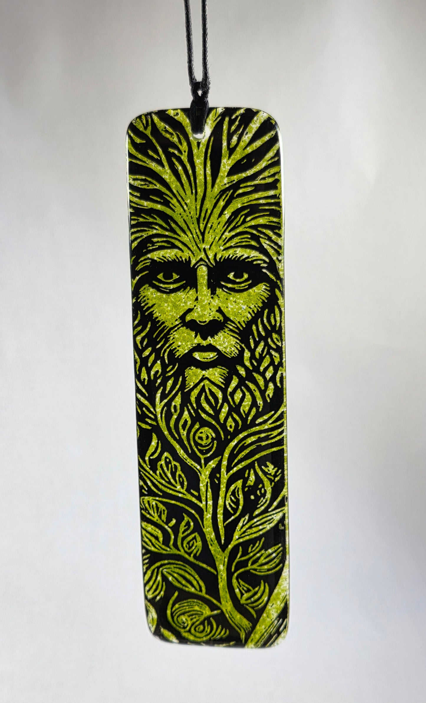 Green Man Fused Glass Hanger Sun Catcher, Glass Hanger Handmade, Pagan, Nature Spirit, Mythical Woodland Guardian, fused glass gift,