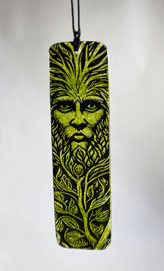 Green Man Fused Glass Hanger Sun Catcher, Glass Hanger Handmade, Pagan, Nature Spirit, Mythical Woodland Guardian, fused glass gift,