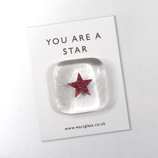 Pocket Star Fused Glass, You are a star. Keepsake, NHS key worker, friendship gift, appreciation gift, pocket token