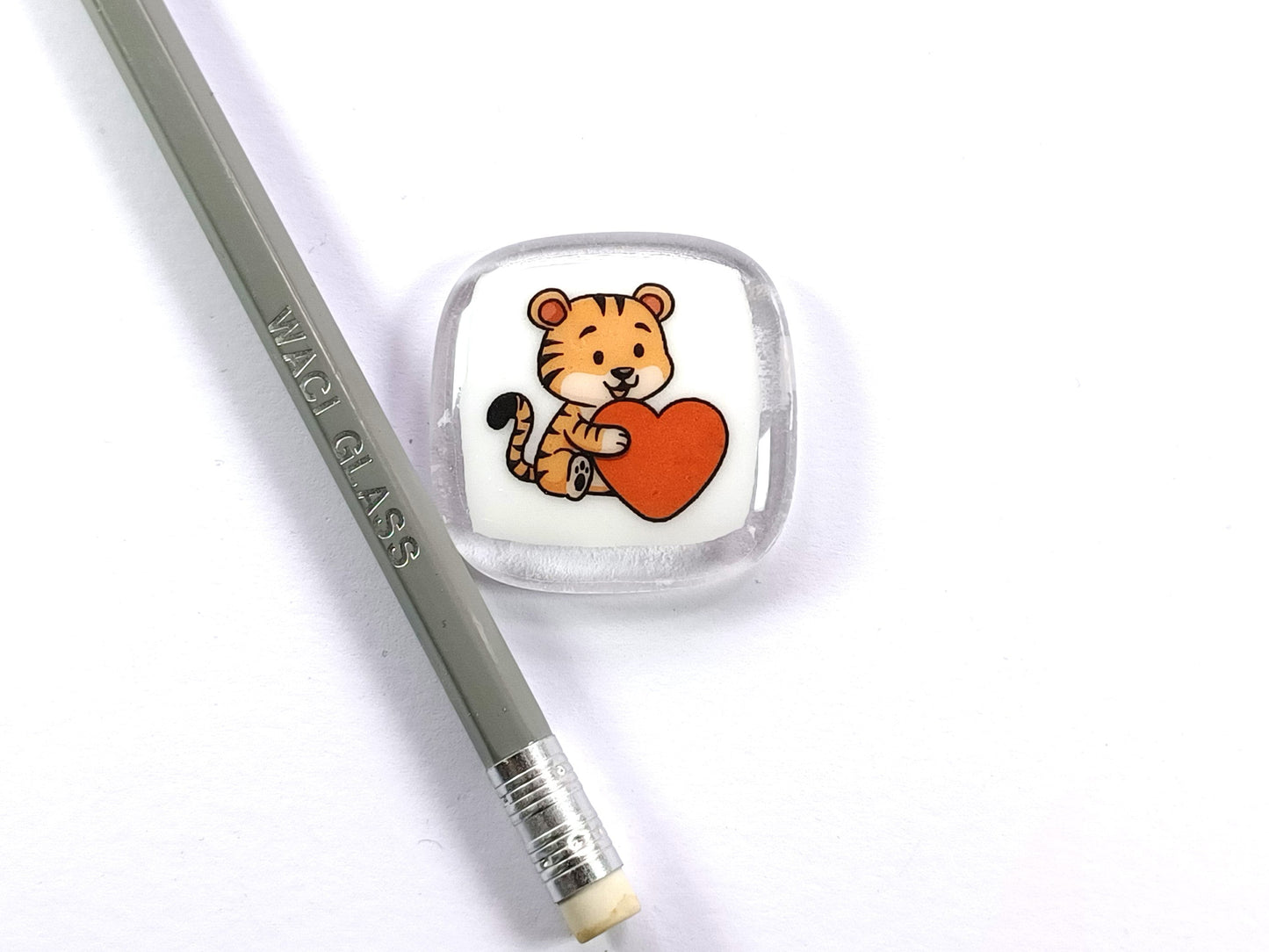 Tiger Hug Fused Glass pocket hug, love you, thinking of you, miss you, you are amazing, gift for her, friendship gift, sympathy, Pocket Hug