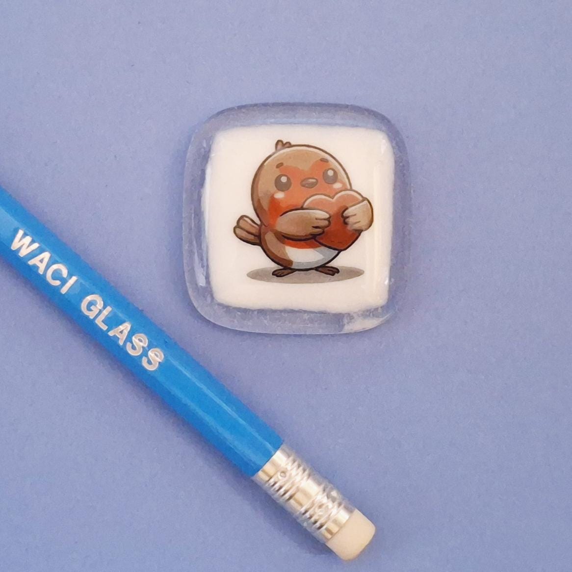 Cute Robin Pocket Hug Fused Glass, friendship gift, Keepsake, remembrance gift, Robins appear when loved ones are near, Robin, bereavement