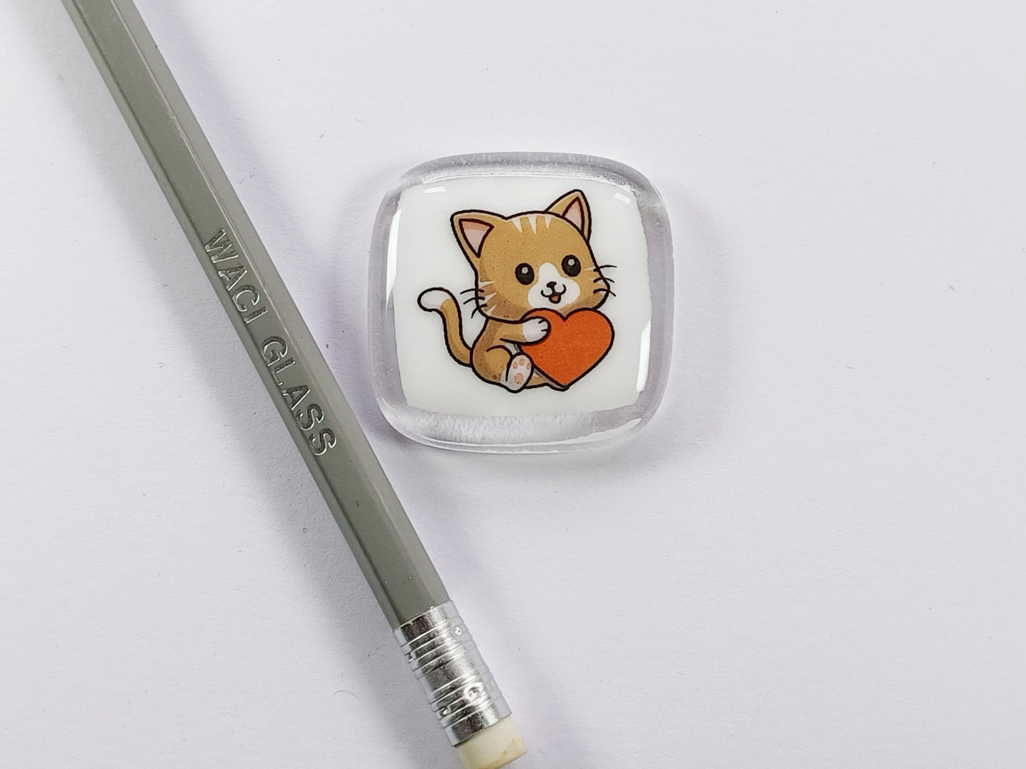 Cat pocket hug, fused glass, love you, thinking of you, miss you, you are amazing, gift for her, friendship gift, cat, kitten, Pocket Hug