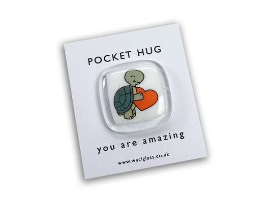 Pocket turtle Hug Fused Glass, love you, thinking of you, miss you, you are amazing, gift for her, friendship gift, sympathy, Pocket Hug